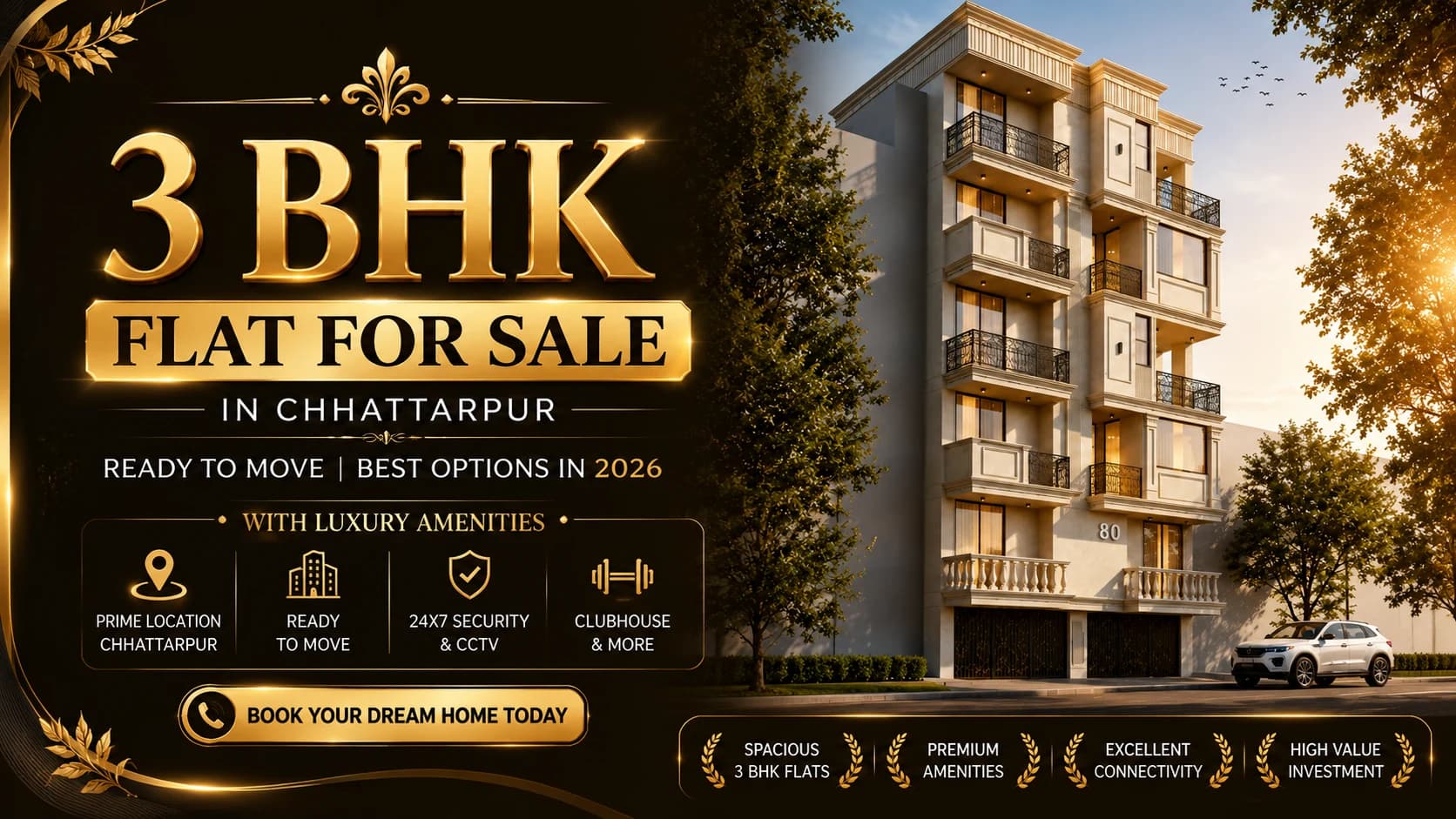 3 BHK Flat for Sale in Chhattarpur – Ready to Move | Best Options in 2026 with Luxury Amenities