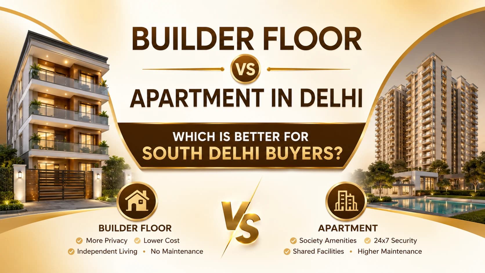 Builder Floor vs Apartment in Delhi — Which is Better for South Delhi Buyers?