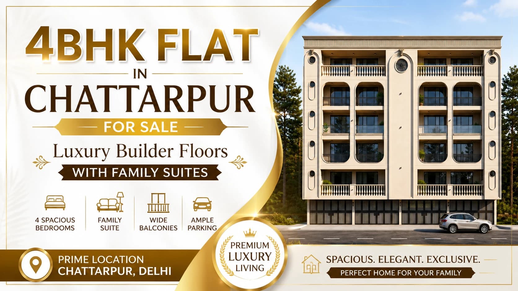 4BHK Flat in Chattarpur for Sale — Luxury Builder Floors with Family Suites
